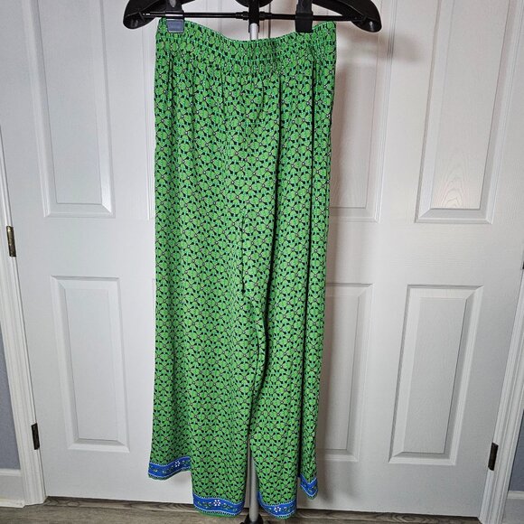 Max Studio Womens Green and Blue Elastic Waist Palazzo Pants Size Large - Picture 6 of 16